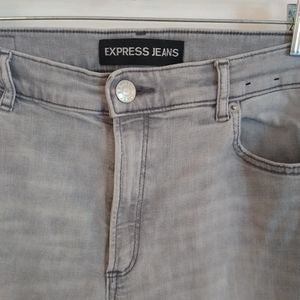 Distressed slate ankle jeans